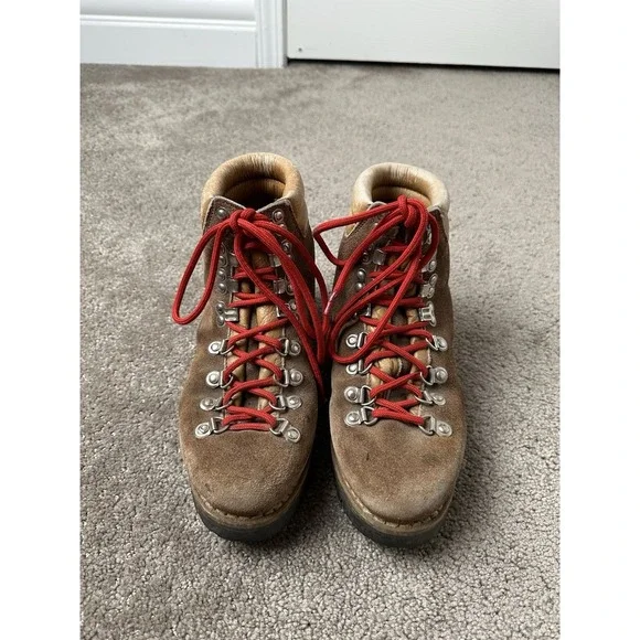 Vintage Mens Tecnica Brown Leather Hiking WorkBoots Made In Italy, Size US 6.5